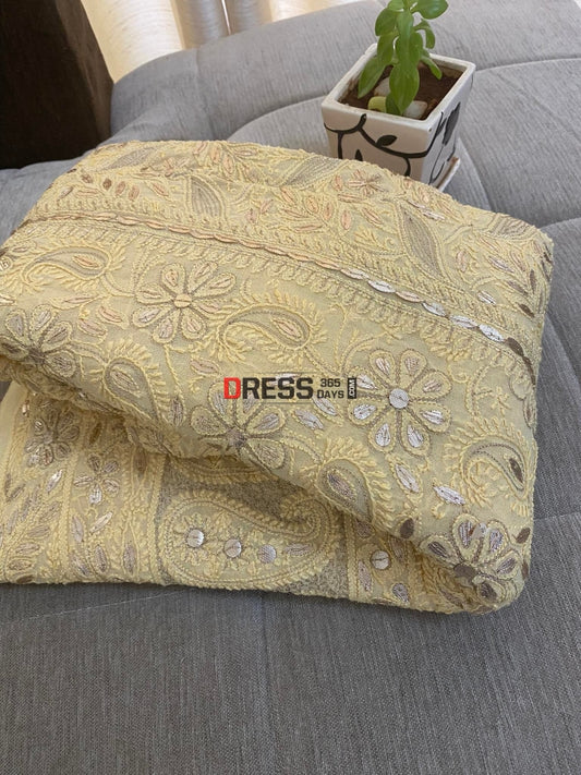 Beige Gota Patti Chikankari Lehenga Skirt (Only Skirt)