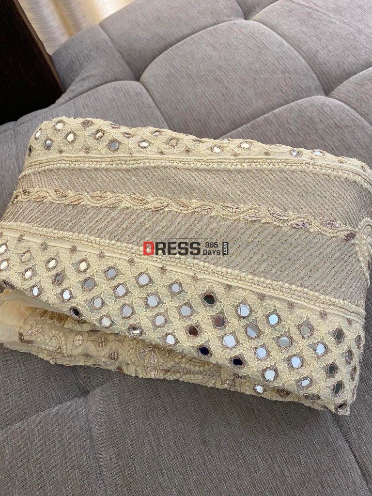 Beige Gota Patti & Mirror Chikankari Anarkali Suit