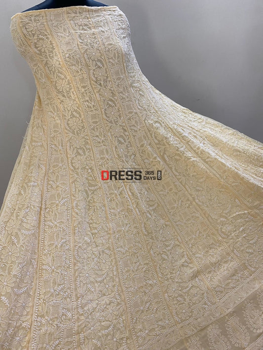 Beige Hand Jaali Chikankari Anarkali Suit