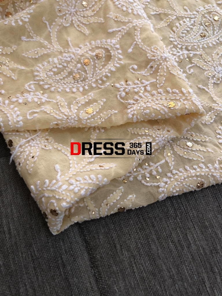 Beige Kamdani Chikankari Dupatta