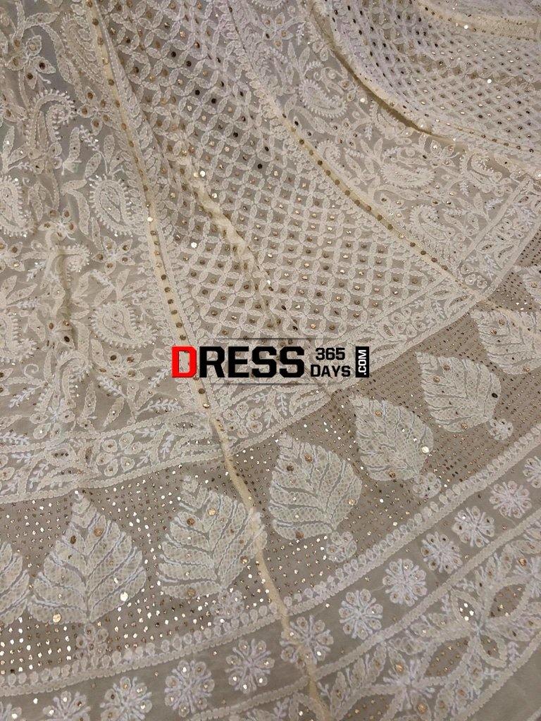 Beige Kamdani Chikankari Lehenga Set