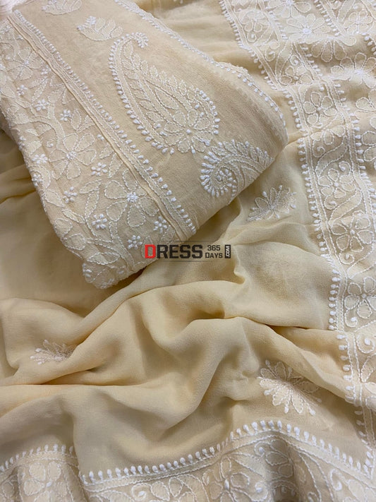 Beige Lucknowi Chikankari Anarkali