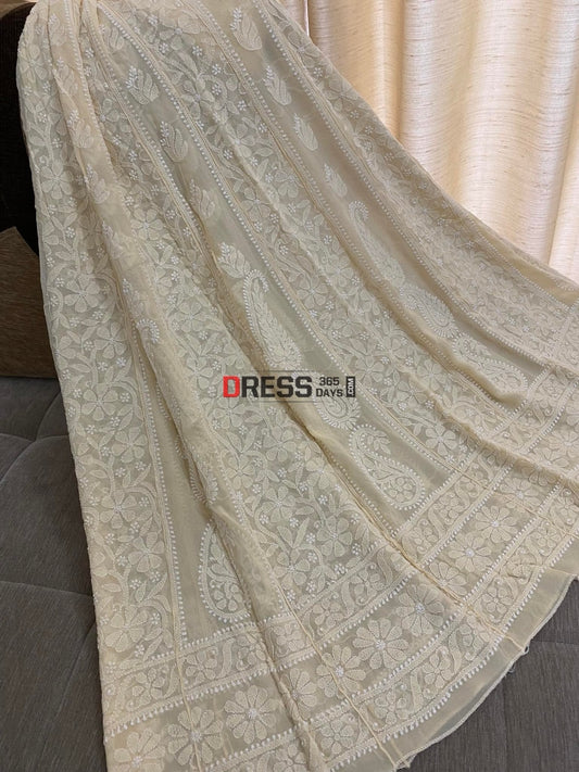 Beige Lucknowi Chikankari Anarkali