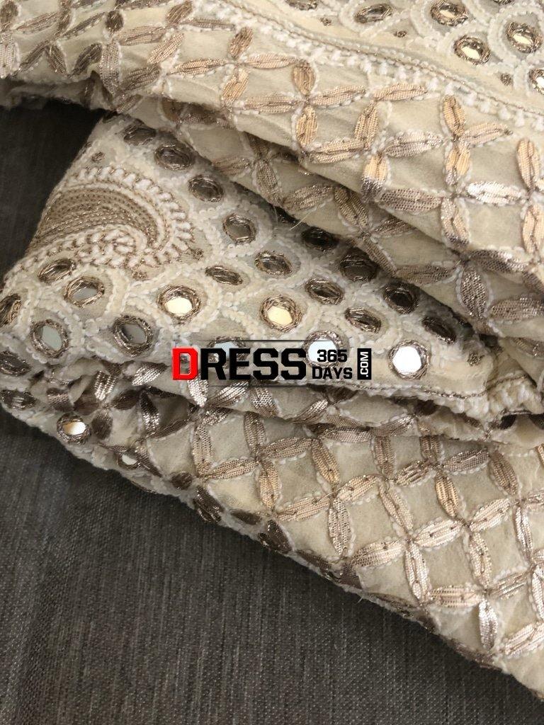 Beige Mirror & Gota Chikankari Anarkali Suit