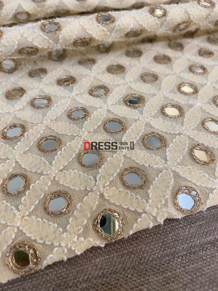 Beige Mirror & Gota Patti Chikankari Dupatta