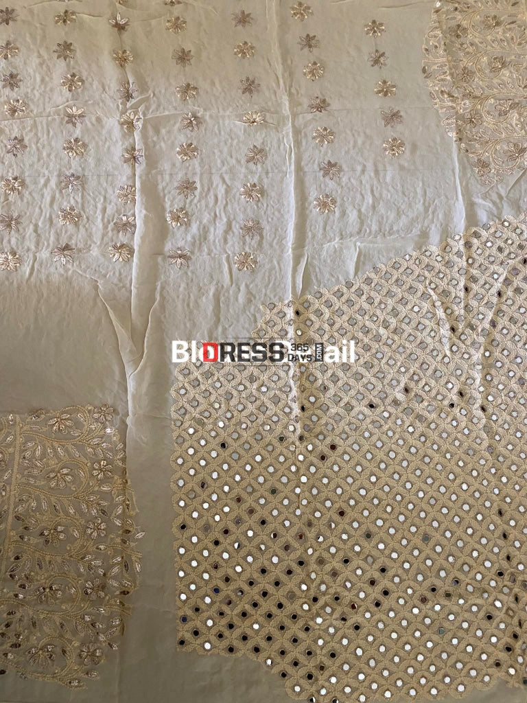 Beige Mirror & Gota Patti Chikankari Lehenga Set