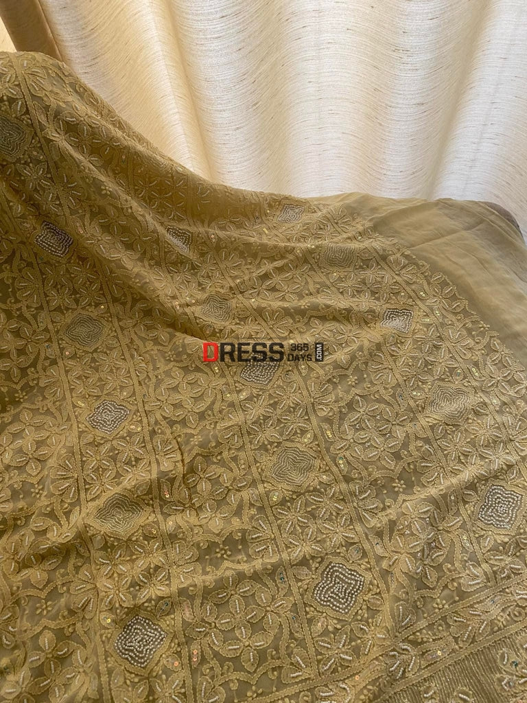 Beige Pearl Chikankari Suit Suits