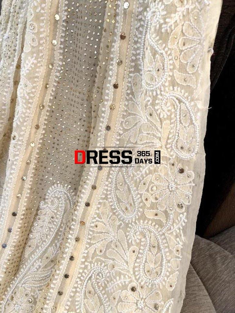 Beige Pearl & Kamdani Chikankari Anarkali Suit