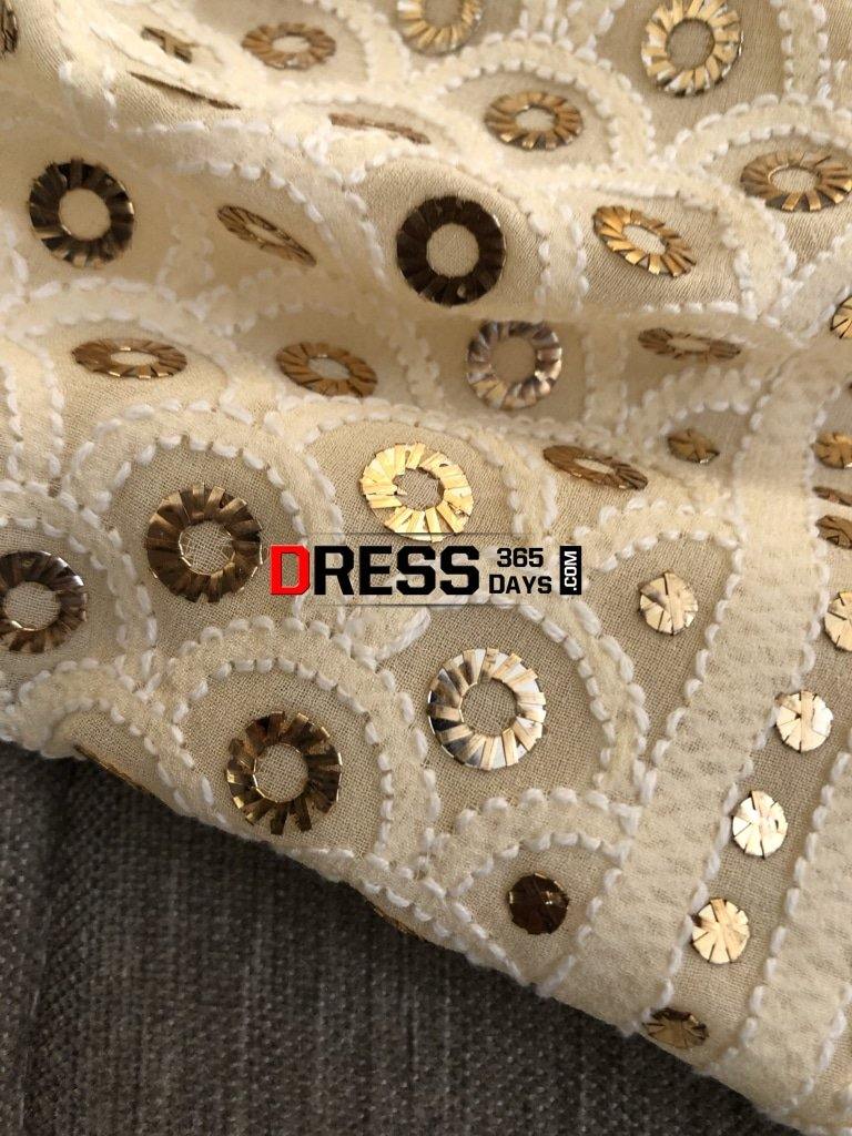 Beige Ring Mukaish Lucknowi Chikankari Suit Suits