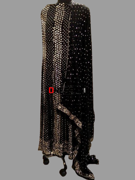 Black All Over Ring Mukaish Anarkali (Anarkali and Dupatta) - Dress365days