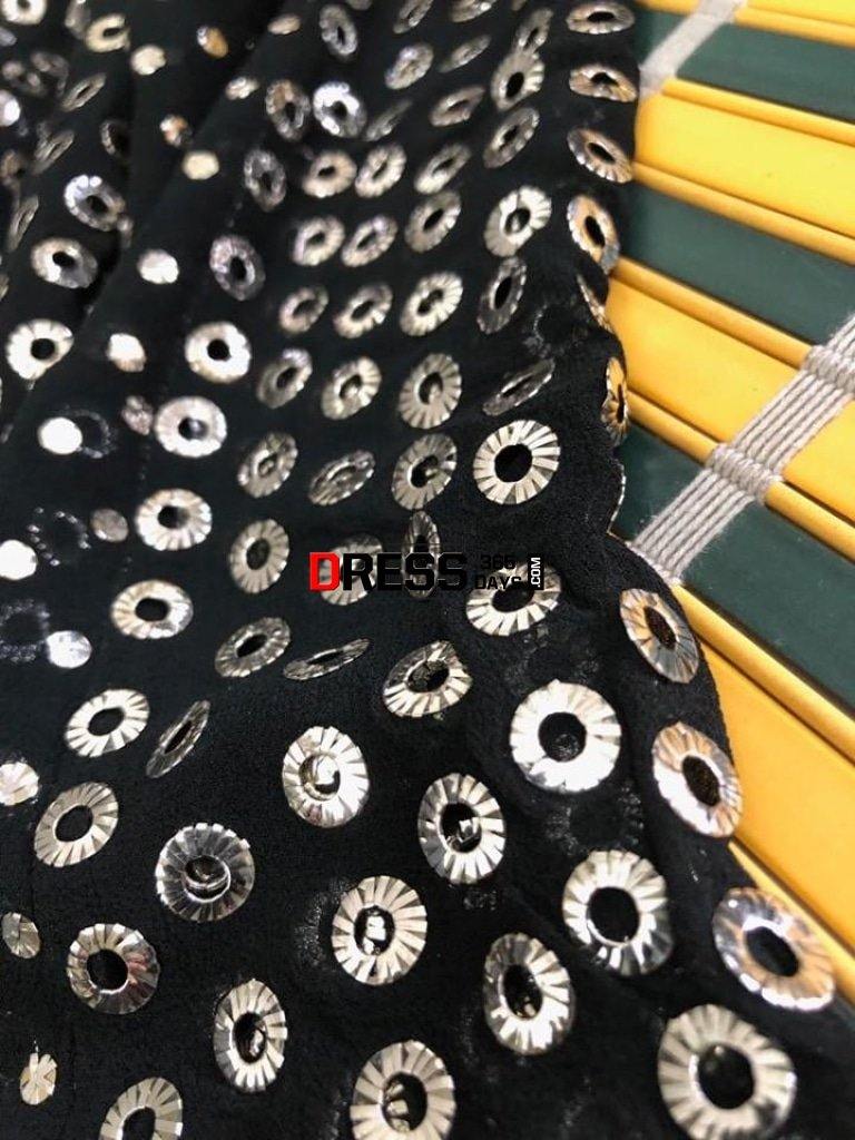 Black All Over Ring Mukaish Anarkali (Anarkali And Dupatta) Chikankari