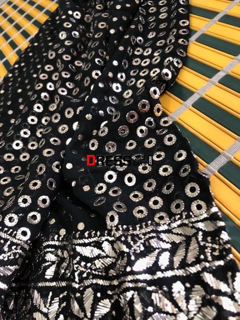 Black All Over Ring Mukaish Anarkali (Anarkali And Dupatta) Chikankari