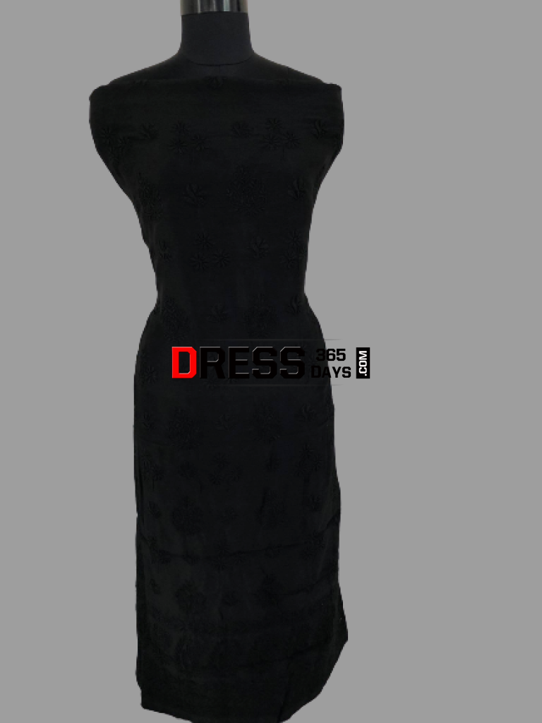 Black Chanderi Fabric Chikankari Suit Suits