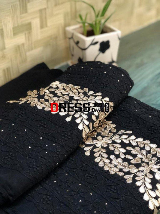 Black Chikankari Suit With Gotta Patti Daaman Suits