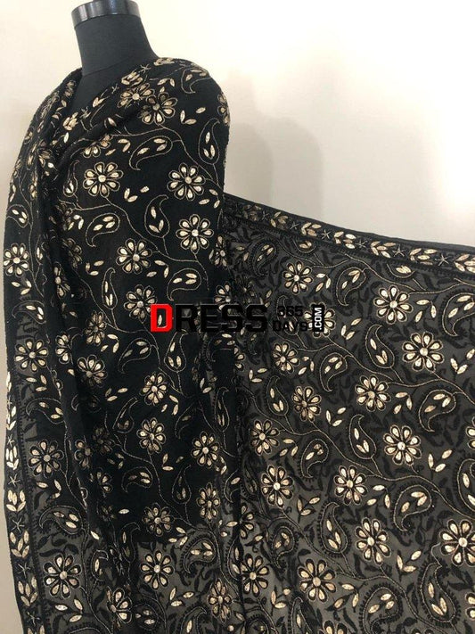 Black Gota Patti Chikankari Dupatta