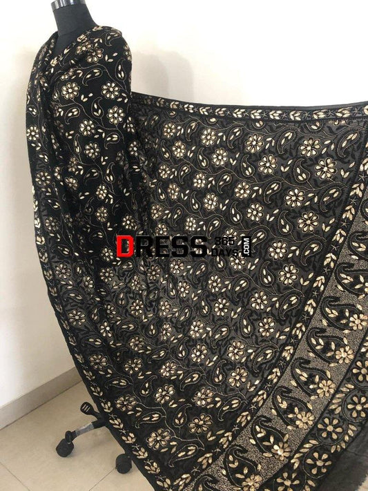 Black Gota Patti Chikankari Dupatta