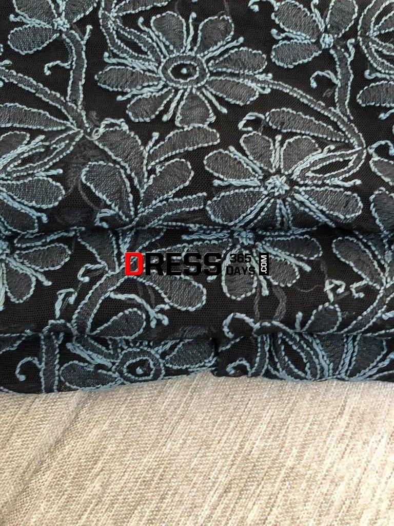 Black Hand Embroidered Net Lucknowi Chikankari Suit Suits