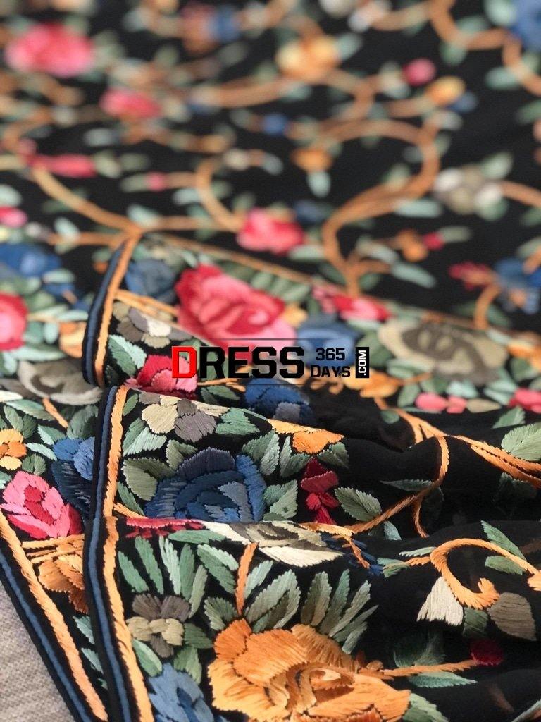Black Hand Embroidered Parsi Gara Suit (Three Piece) Suits