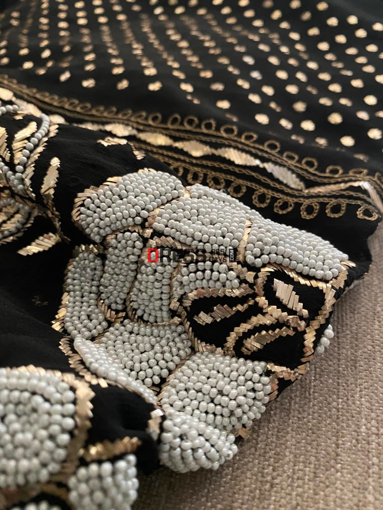 Black Ivory & Kamdani Pearl Work Lucknowi Suit Chikankari Suits