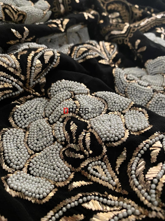 Black Ivory & Kamdani Pearl Work Lucknowi Suit Chikankari Suits