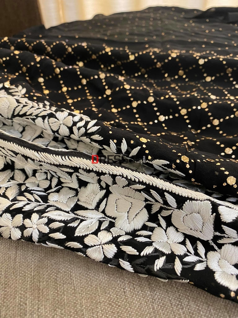 Black & Ivory Kamdani Suit Chikankari Suits
