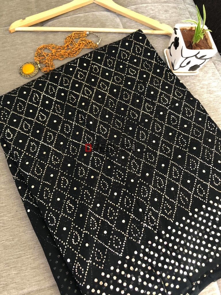 Black Kamdani Saree Chikankari