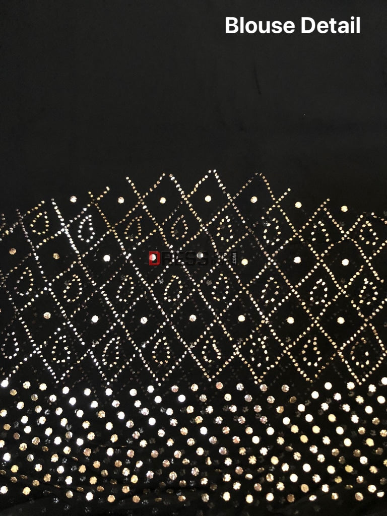 Black Kamdani Saree Chikankari