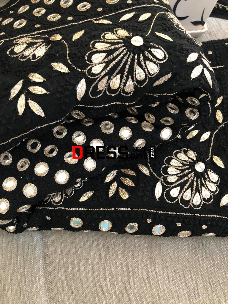 Black Mirror & Gota Patti Chikankari Anarkali Suit