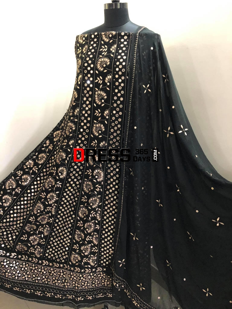 Black Mirror & Gota Patti Chikankari Anarkali Suit