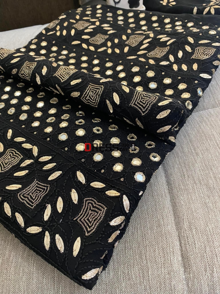 Black Mirror & Gota Patti Lucknowi Chikankari Suit Suits