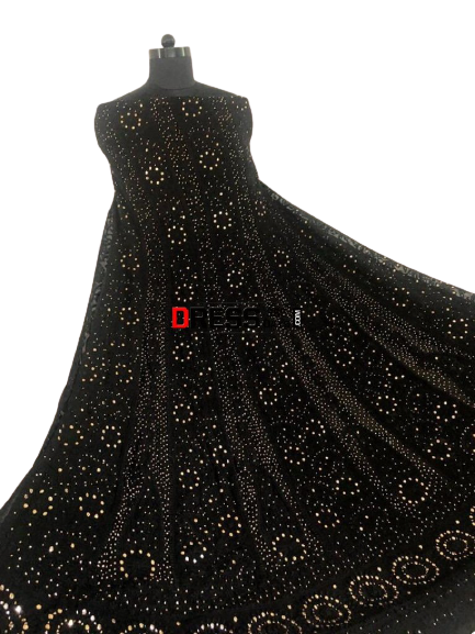 Black Mukaish Chikankari Anarkali Suit - Dress365days