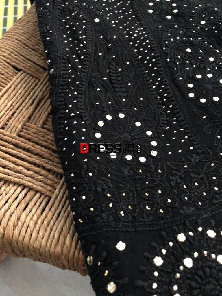 Black Mukaish Chikankari Anarkali Suit