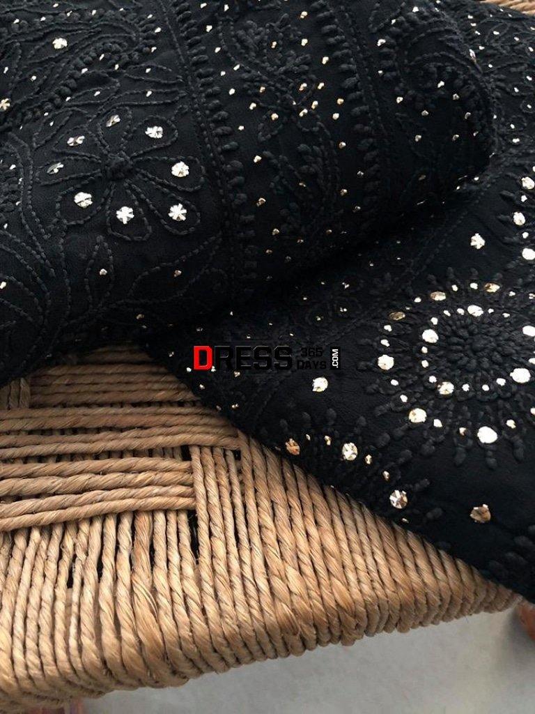 Black Mukaish Chikankari Anarkali Suit