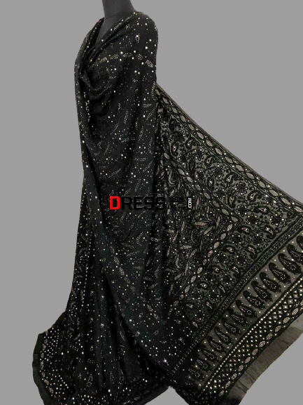 Black Mukaish Chikankari Lehenga Set - Dress365days