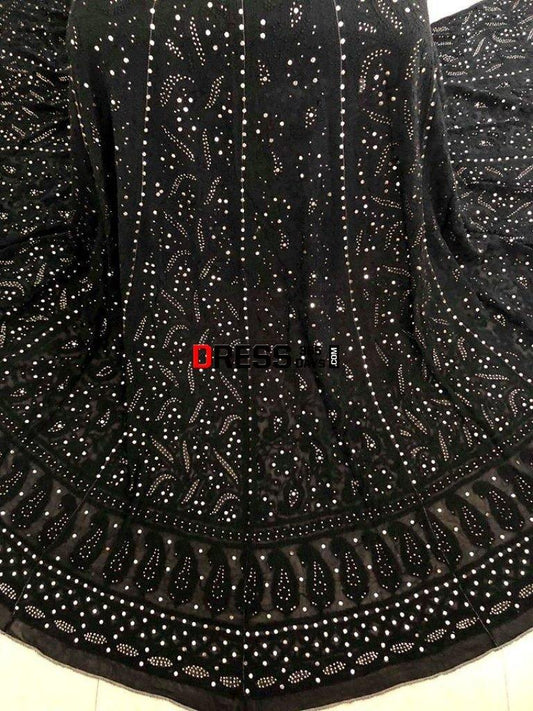 Black Mukaish Chikankari Lehenga Set