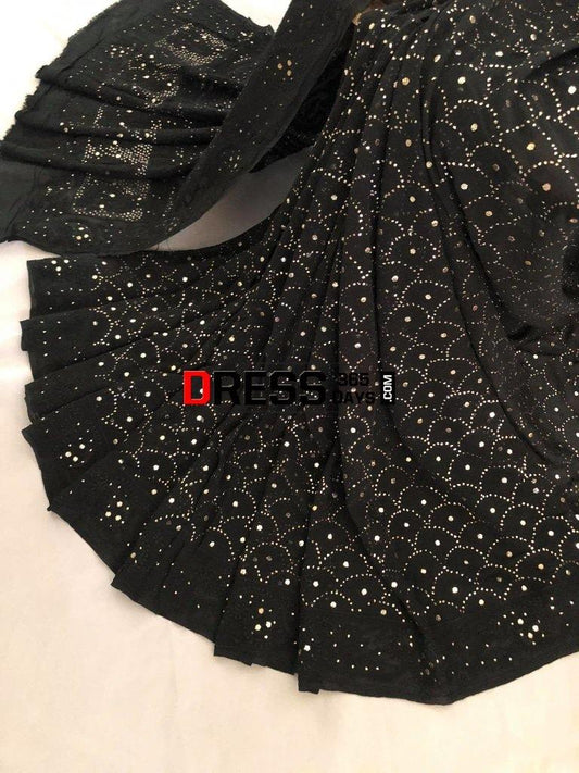 Black Mukaish Chikankari Saree
