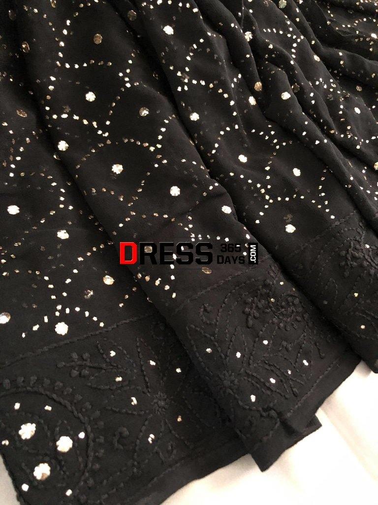 Black Mukaish Chikankari Saree