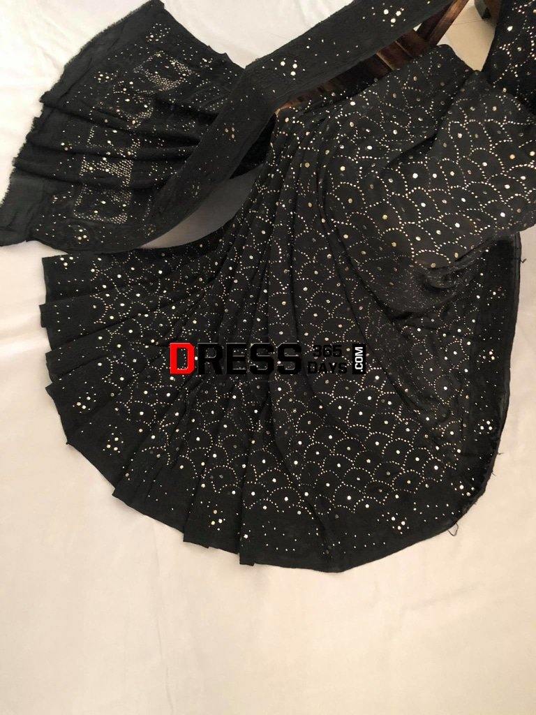 Black Mukaish Chikankari Saree