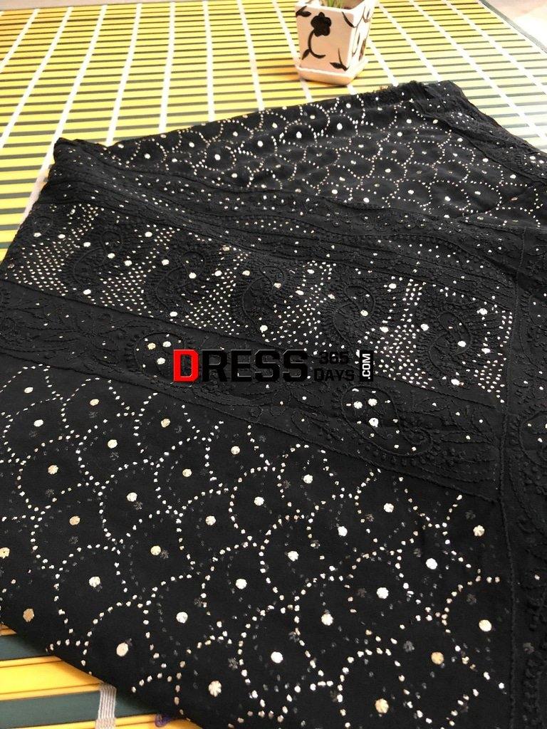 Black Mukaish Chikankari Saree