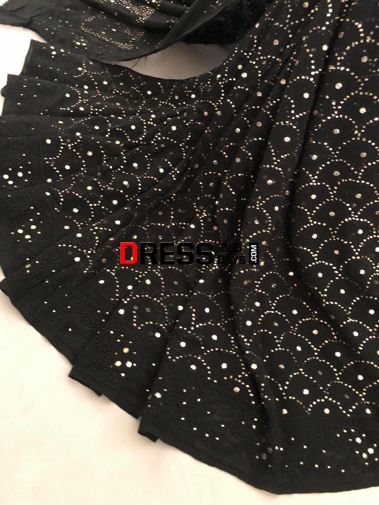 Black Mukaish Chikankari Saree