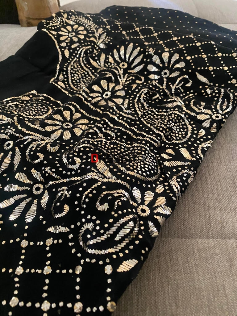 Black Mukaish Work Kurta Dupatta Set Chikankari Suits