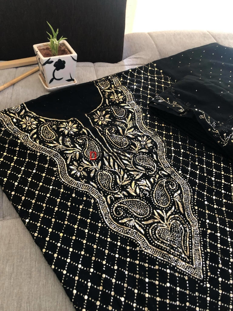 Black Mukaish Work Suit – Dress365days