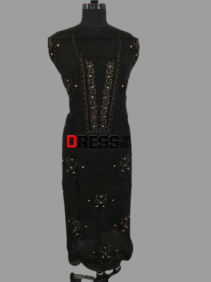 Black Organza Beads Chikankari Suit with Heavy Banarasi Dupatta - Dress365days