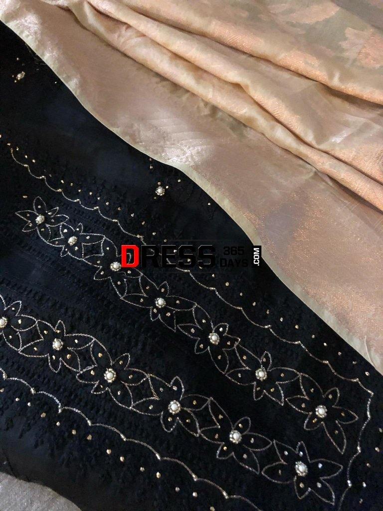 Black Organza Beads Chikankari Suit With Heavy Banarasi Dupatta Suits