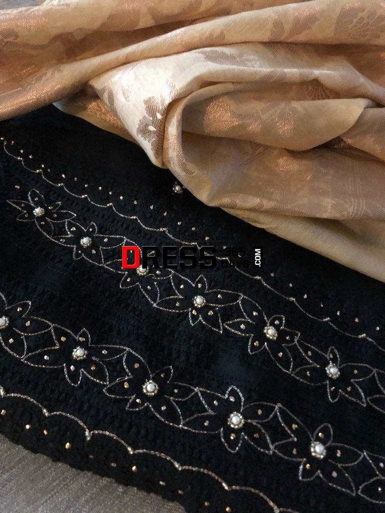 Black Organza Beads Chikankari Suit With Heavy Banarasi Dupatta Suits