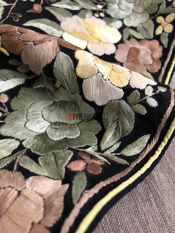 Black Parsi Gara Dupatta with Floral Multicolour Embroidery – Dress365days