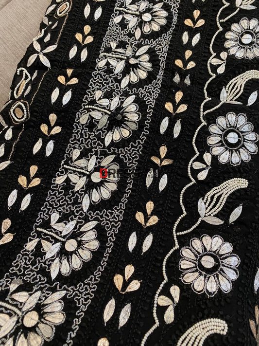 Black Pearl & Gota Patti Chikankari Saree