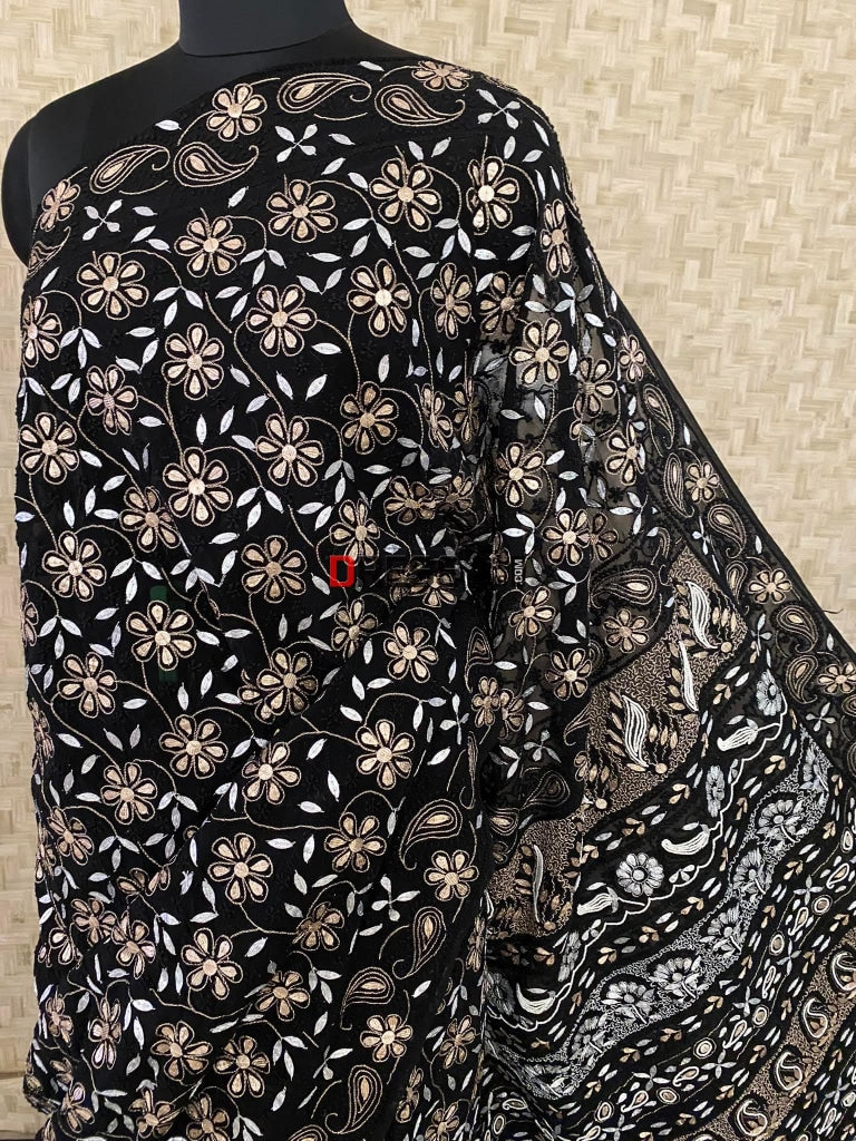 Black Pearl & Gota Patti Chikankari Saree