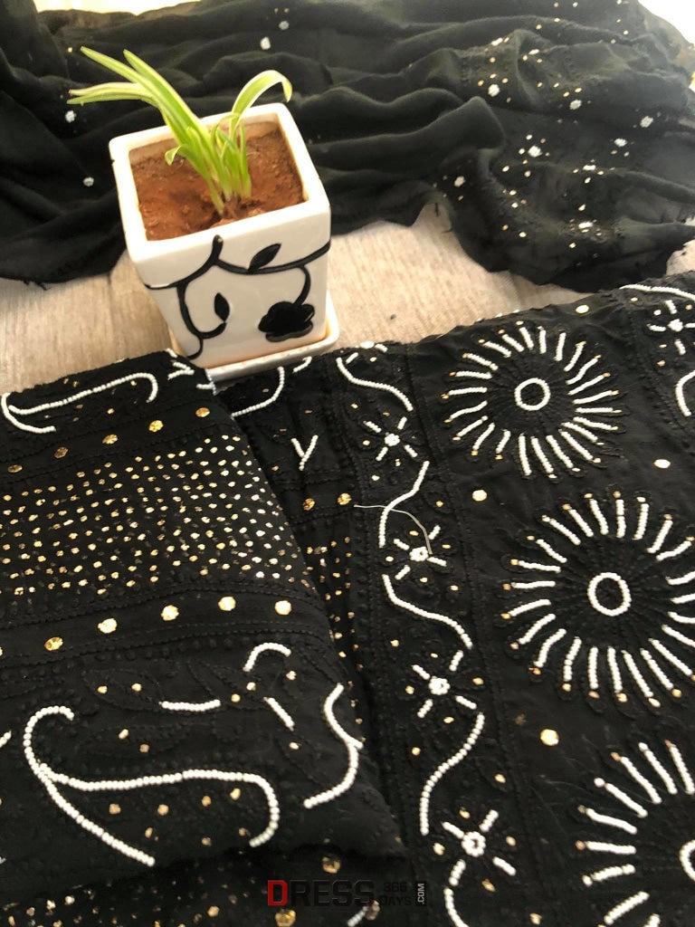 Black Pearl & Kamdani Chikankari Anarkali Suit