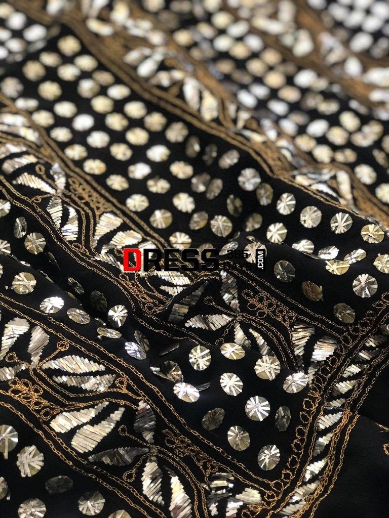 Black Pure Georgette Kamdani Suit Chikankari Suits